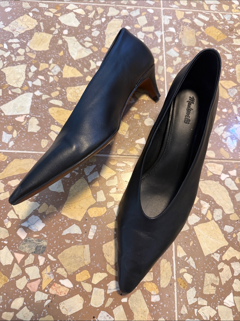 Black Pointed Toe kitten Heel Pumps - Madewell